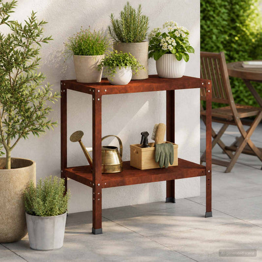 Planttafel 60 x 50 x 80 cm weervast staal Roestkleurig is nu te koop bij PeponiXL, paradijselijk wonen!