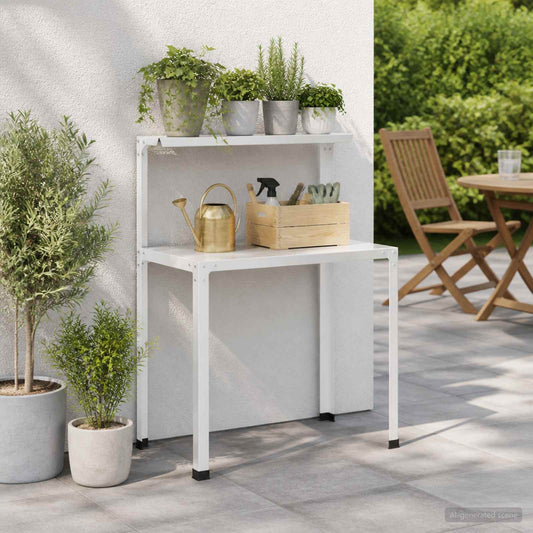 Planttafel 100 x 50 x 104 cm Gepoedercoat staal Wit is nu te koop bij PeponiXL, paradijselijk wonen!
