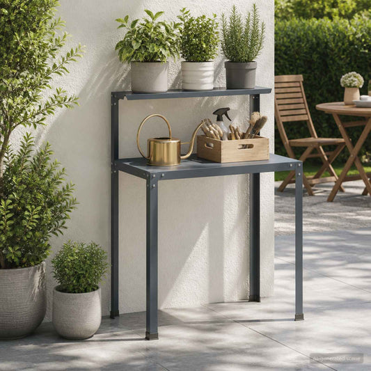Planttafel 100 x 50 x 104 cm Gepoedercoat staal Antraciet is nu te koop bij PeponiXL, paradijselijk wonen!