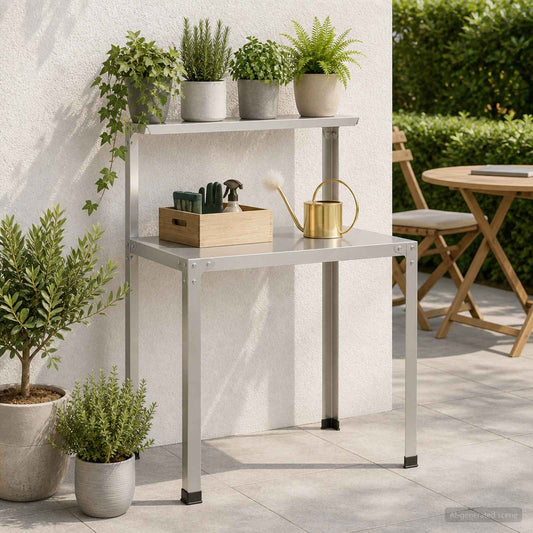 Planttafel 100 x 50 x 104 cm Roestvrij staal zilver is nu te koop bij PeponiXL, paradijselijk wonen!