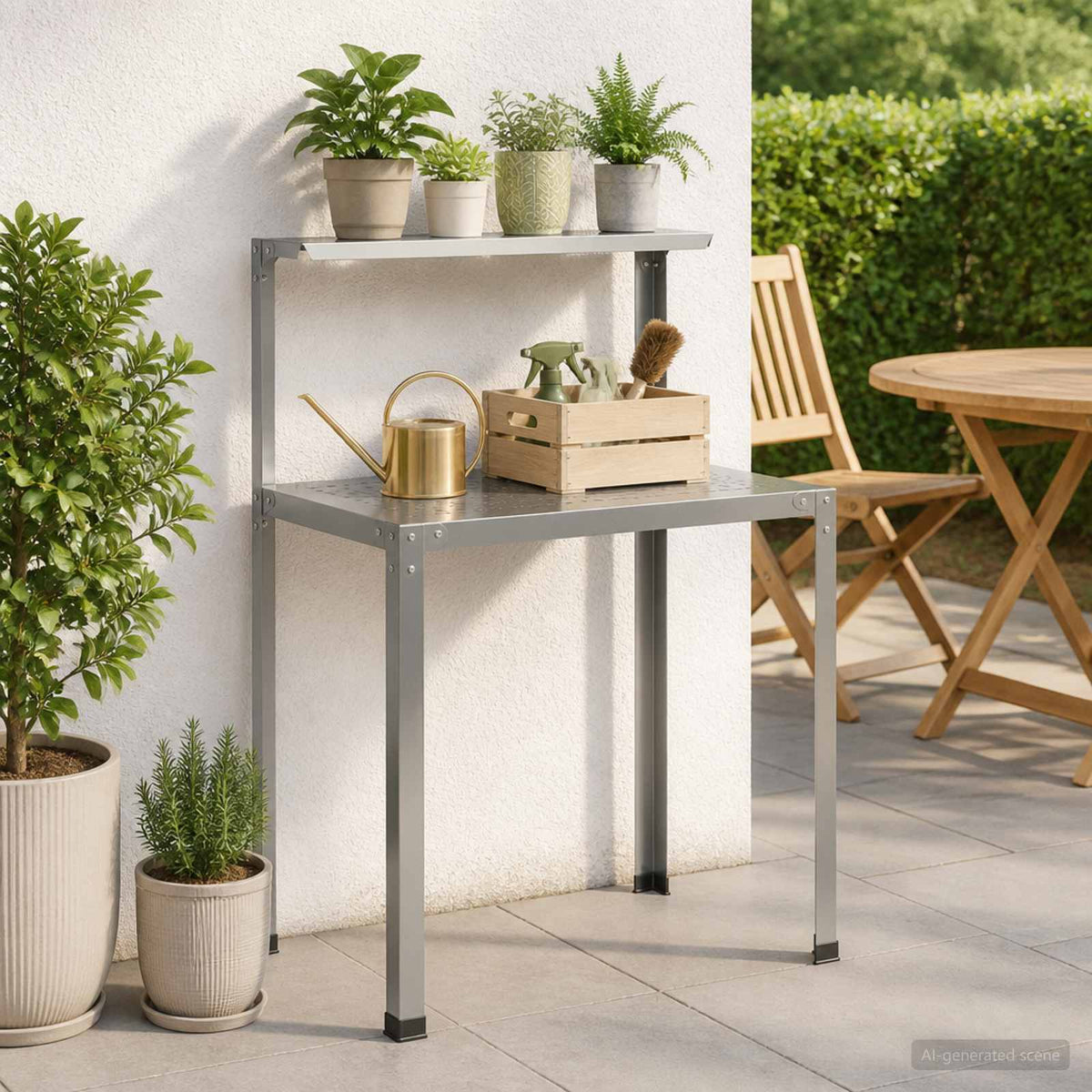 Planttafel 100 x 50 x 104 cm Gegalvaniseerd staal zilver is nu te koop bij PeponiXL, paradijselijk wonen!