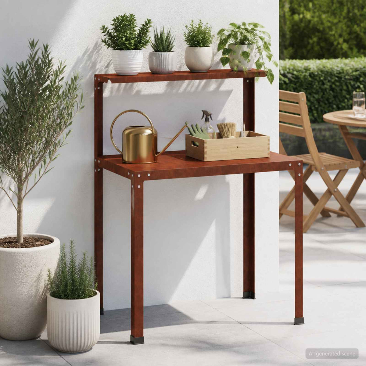 Planttafel 100 x 50 x 104 cm weervast staal Roestkleurig is nu te koop bij PeponiXL, paradijselijk wonen!