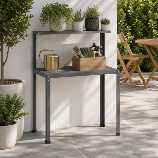 Planttafel 80 x 50 x 104 cm Gepoedercoat staal Antraciet is nu te koop bij PeponiXL, paradijselijk wonen!
