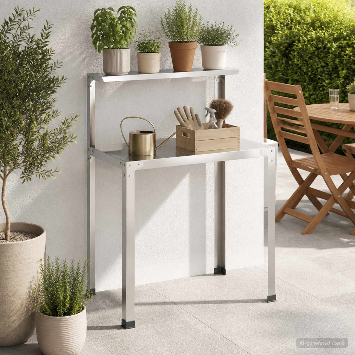 Planttafel 80 x 50 x 104 cm Roestvrij staal zilver is nu te koop bij PeponiXL, paradijselijk wonen!