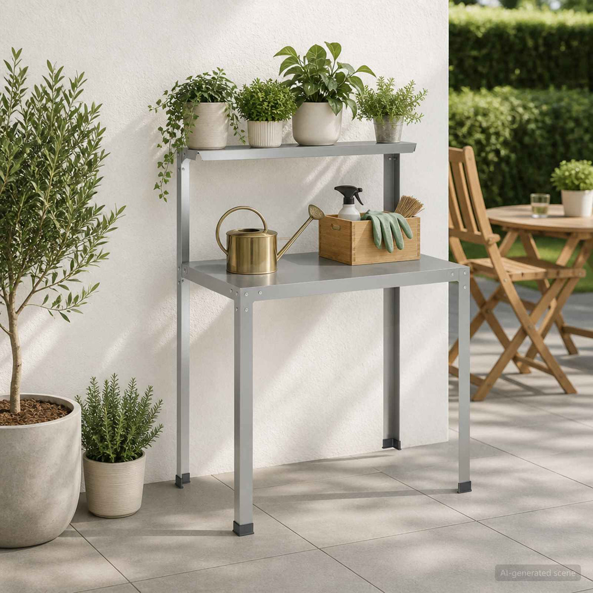 Planttafel 80 x 50 x 104 cm Gegalvaniseerd staal zilver is nu te koop bij PeponiXL, paradijselijk wonen!