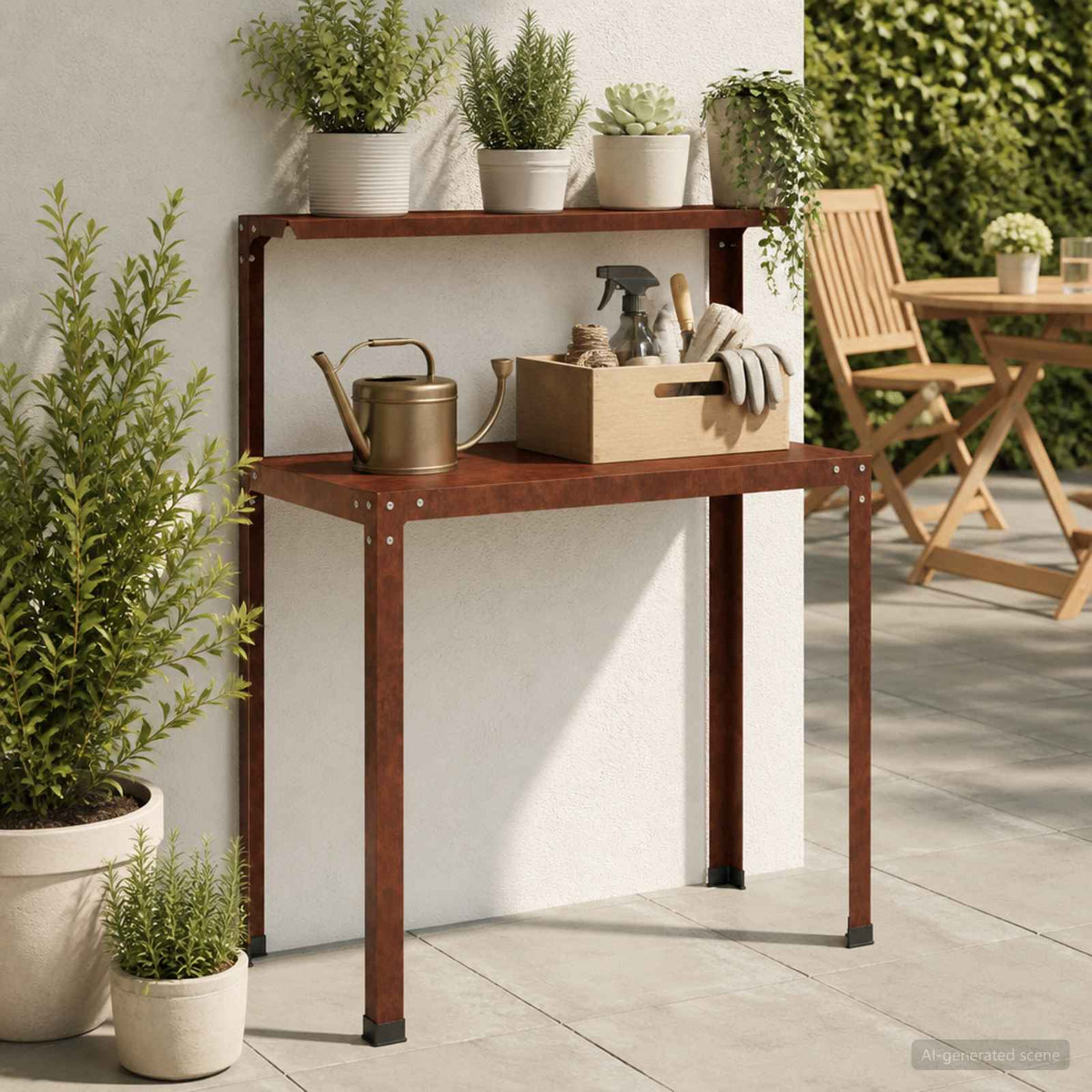 Planttafel 80 x 50 x 104 cm weervast staal Roestkleurig is nu te koop bij PeponiXL, paradijselijk wonen!