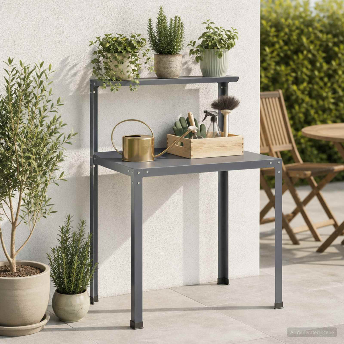 Planttafel 60 x 50 x 104 cm Gepoedercoat staal Antraciet is nu te koop bij PeponiXL, paradijselijk wonen!