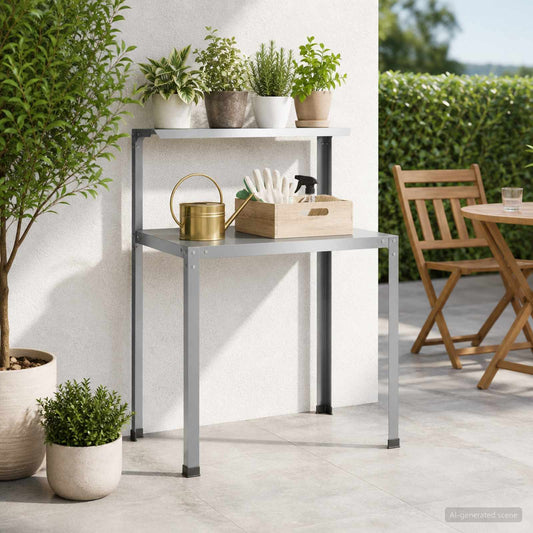 Planttafel 60 x 50 x 104 cm Gegalvaniseerd staal zilver is nu te koop bij PeponiXL, paradijselijk wonen!