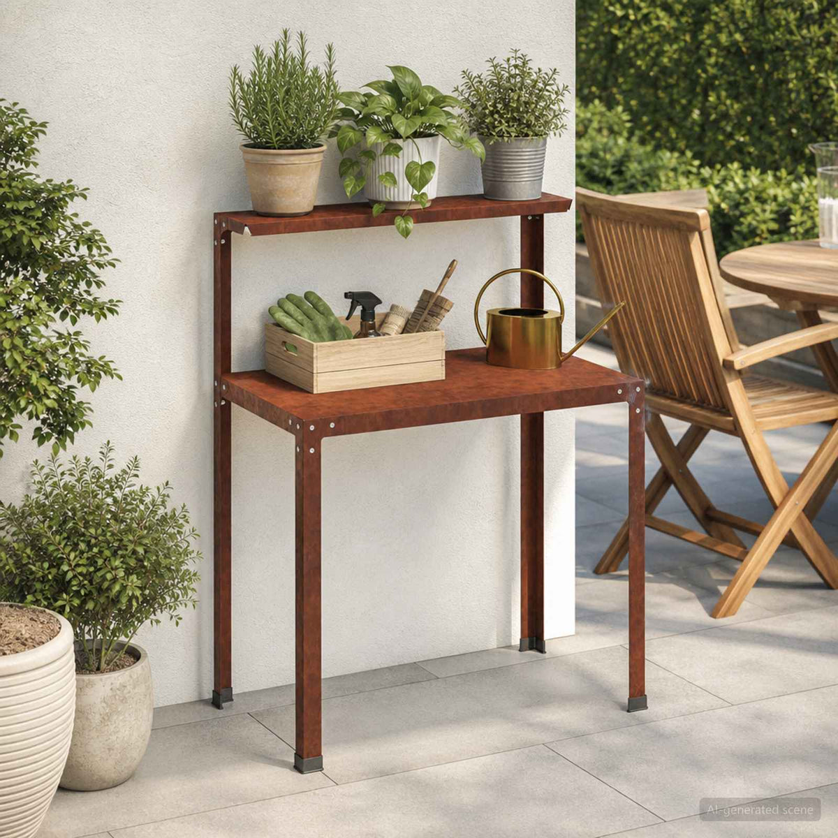 Planttafel 60 x 50 x 104 cm weervast staal Roestkleurig is nu te koop bij PeponiXL, paradijselijk wonen!