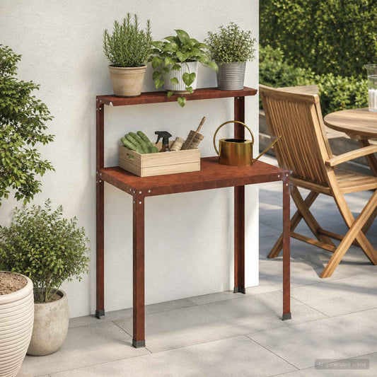 Planttafel 60 x 50 x 104 cm weervast staal Roestkleurig is nu te koop bij PeponiXL, paradijselijk wonen!