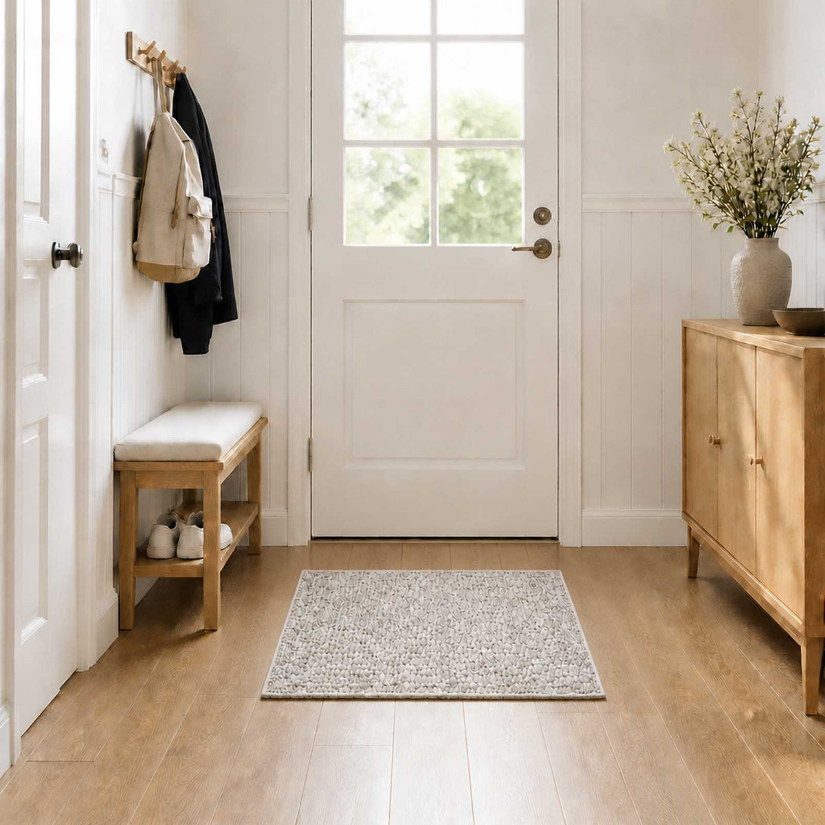 Vloerkleed Beige 100 x 100 cm 100% Polyester 3 mm Wasbaar is nu te koop bij PeponiXL, paradijselijk wonen!