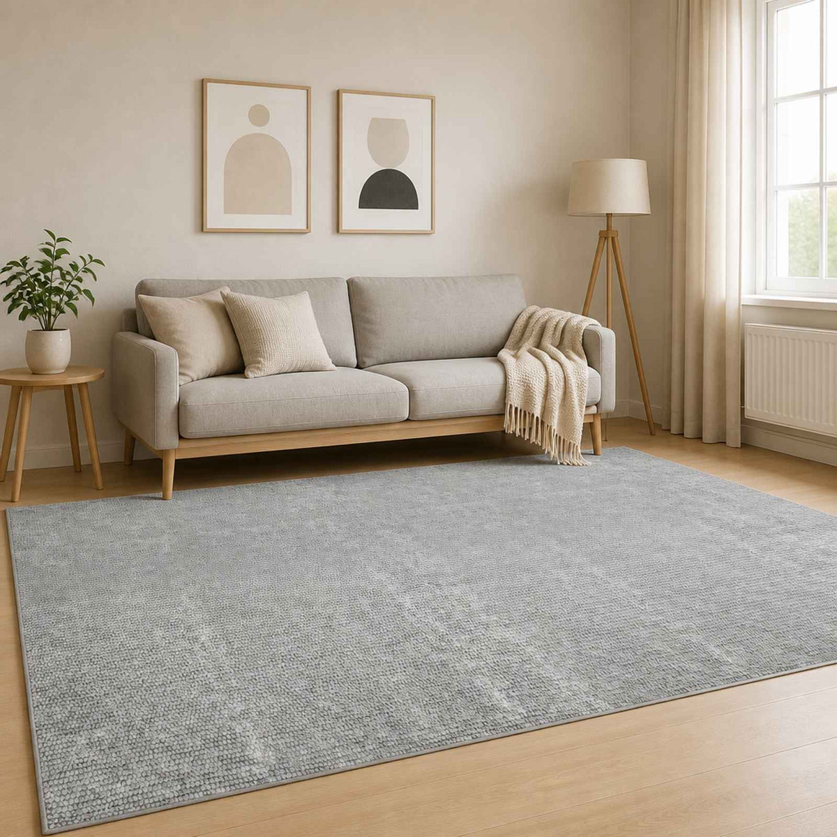 Vloerkleed Grijs 120 x 180 cm 100% Polyester 3 mm Wasbaar is nu te koop bij PeponiXL, paradijselijk wonen!