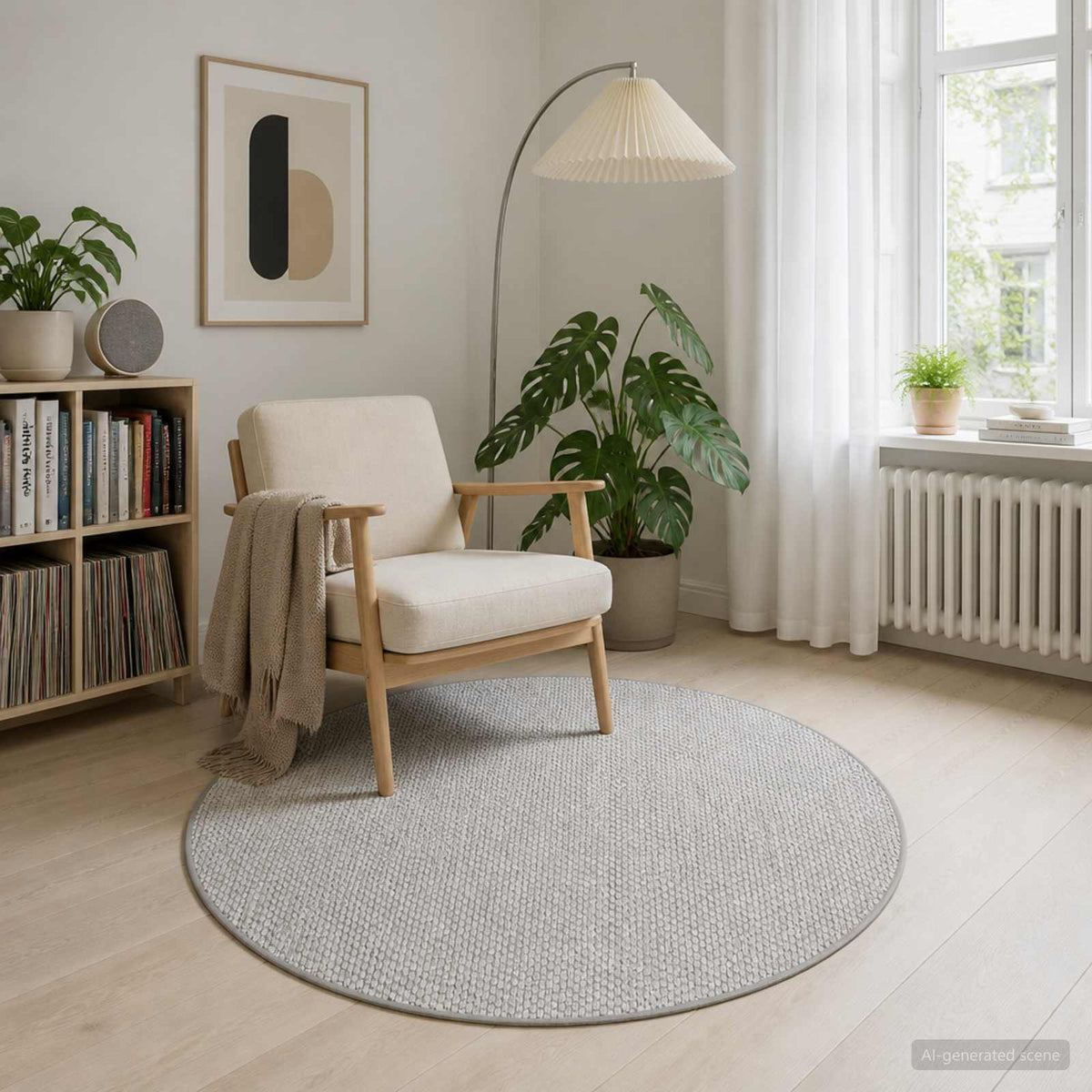 Vloerkleed Grijs Ø 120 cm 100% Polyester 3 mm Wasbaar is nu te koop bij PeponiXL, paradijselijk wonen!