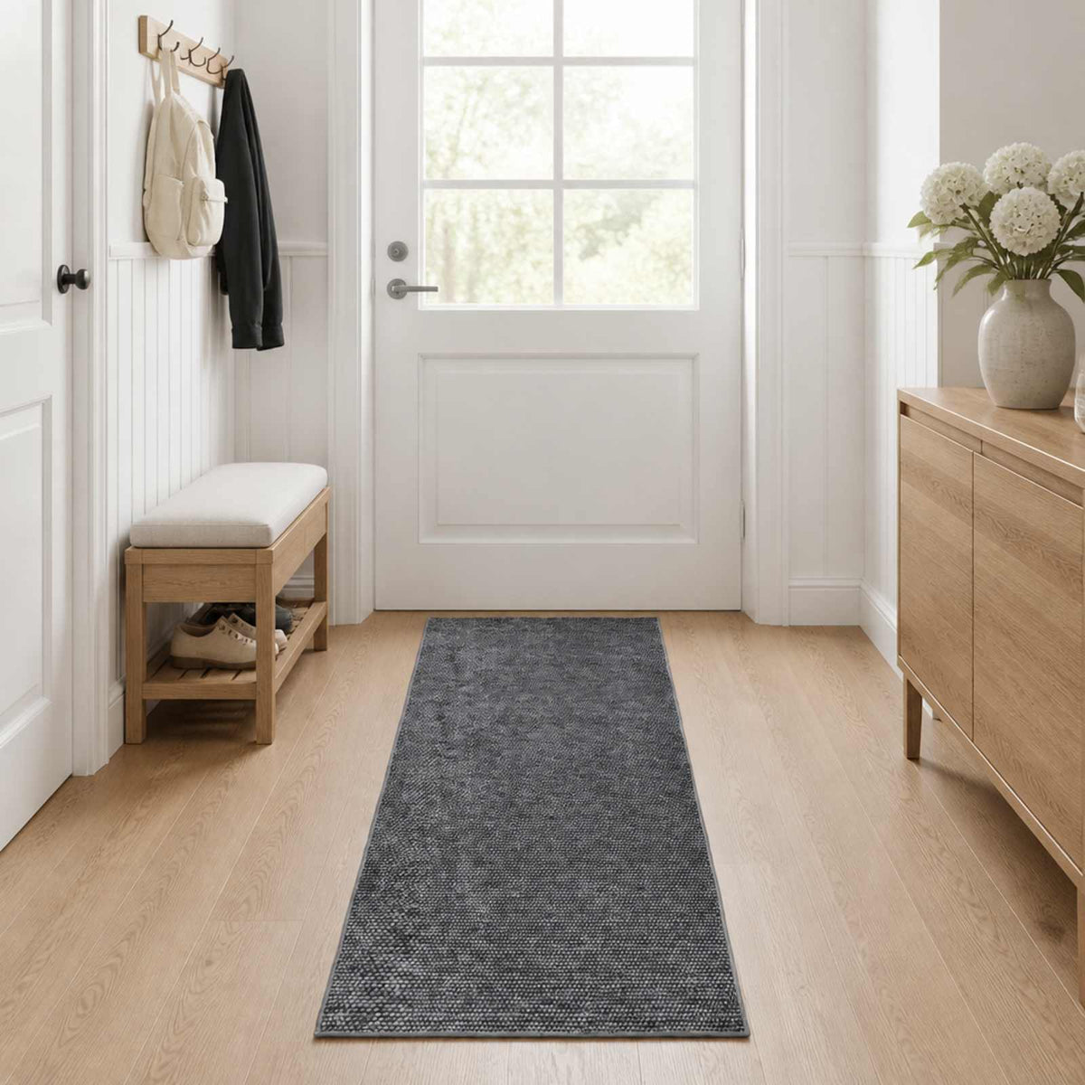 Vloerkleed Antraciet 80 x 150 cm 100% Polyester 3 mm Wasbaar is nu te koop bij PeponiXL, paradijselijk wonen!