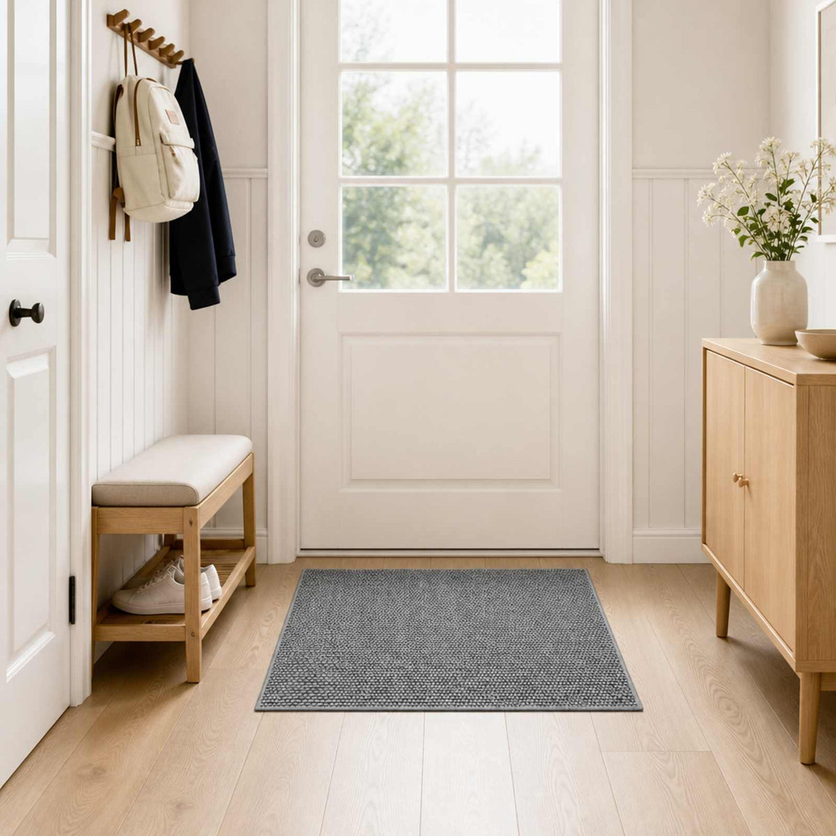Vloerkleed Antraciet 100 x 100 cm 100% Polyester 3 mm Wasbaar is nu te koop bij PeponiXL, paradijselijk wonen!