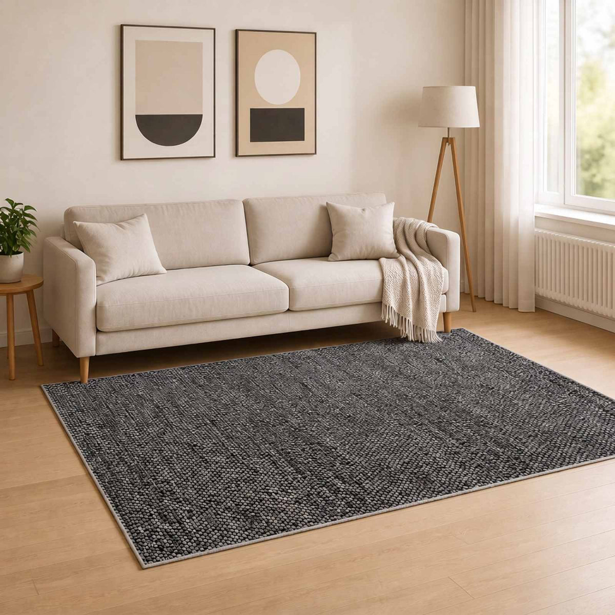 Vloerkleed Antraciet 190 x 300 cm 100% Polyester 3 mm Wasbaar is nu te koop bij PeponiXL, paradijselijk wonen!