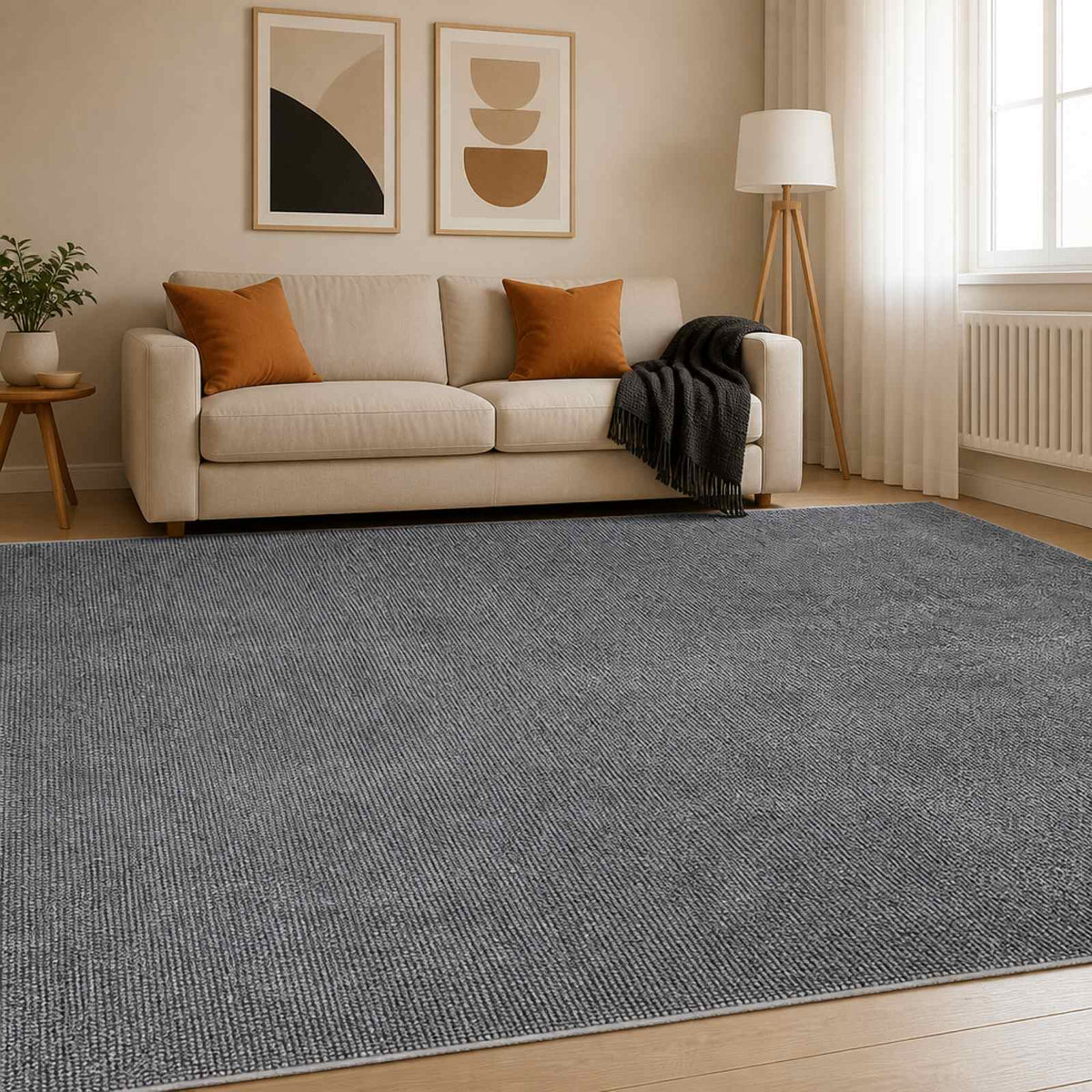 Vloerkleed Antraciet 300 x 400 cm 100% Polyester 3 mm Wasbaar is nu te koop bij PeponiXL, paradijselijk wonen!