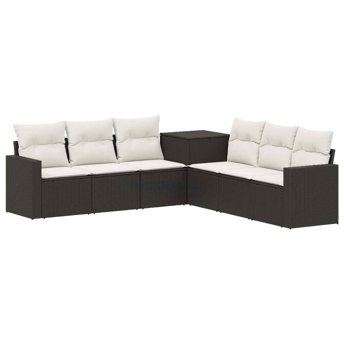 Bankstel 7 pcs Zwart en Cream Wit Poly Rattan en Staal is nu te koop bij PeponiXL, paradijselijk wonen!