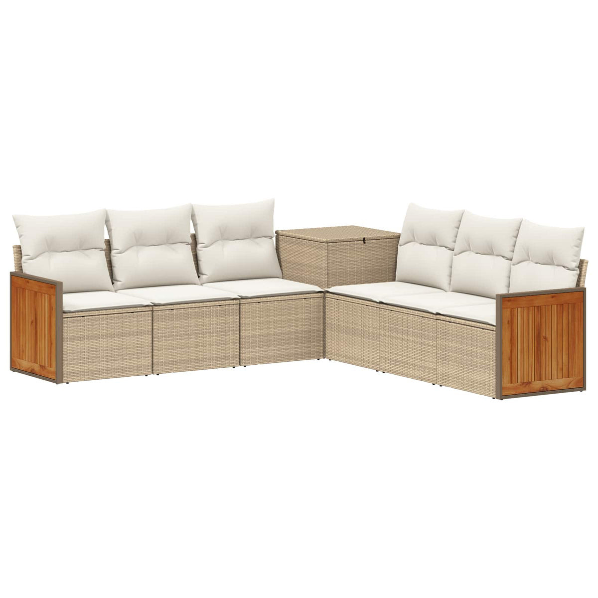 Bankstel 7 pcs Beige en Crème Wit Poly Rattan en Staal is nu te koop bij PeponiXL, paradijselijk wonen!