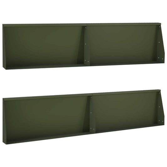 vidaXL Keerwand 4 st 100 x 12 x 50 cm Staal Olijfgroen