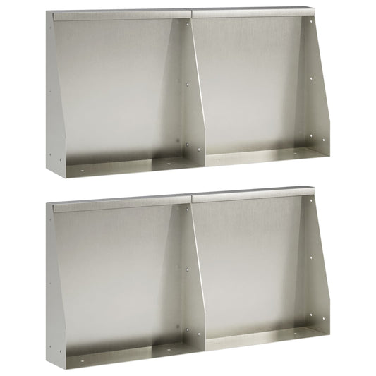vidaXL Keerwand 4 st 40 x 12 x 50 cm Roestvrij staal zilver