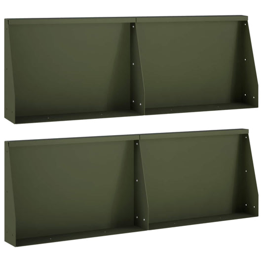 vidaXL Keerwand 4 st 60 x 12 x 30 cm Staal Olijfgroen