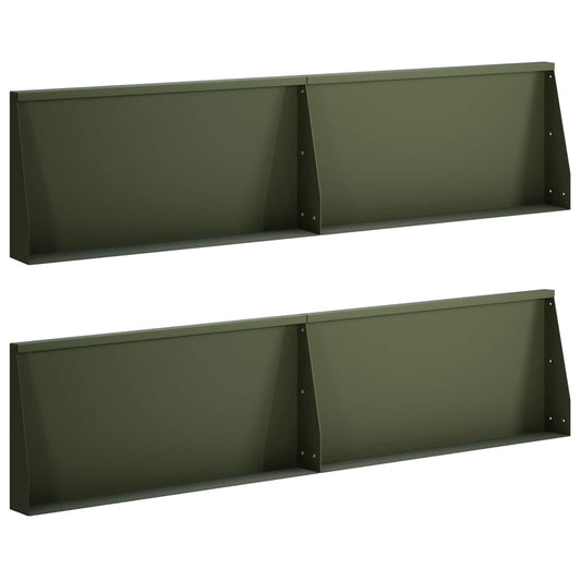 vidaXL Keerwand 4 st 80 x 12 x 50 cm Staal Olijfgroen