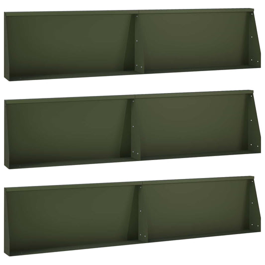 vidaXL Keerwand 6 st 100 x 12 x 50 cm Staal Olijfgroen