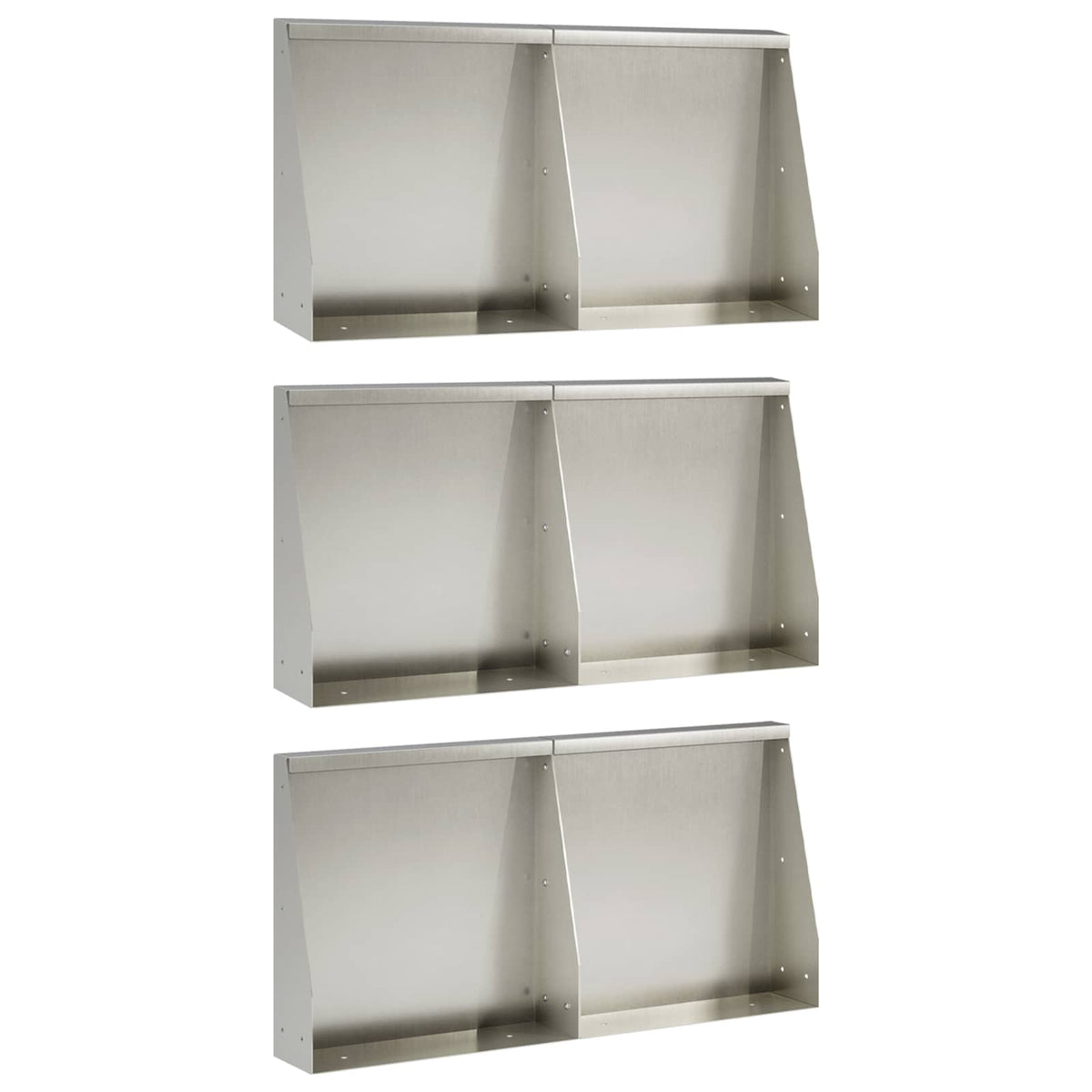 vidaXL Keerwand 6 st 40 x 12 x 30 cm Roestvrij staal zilver