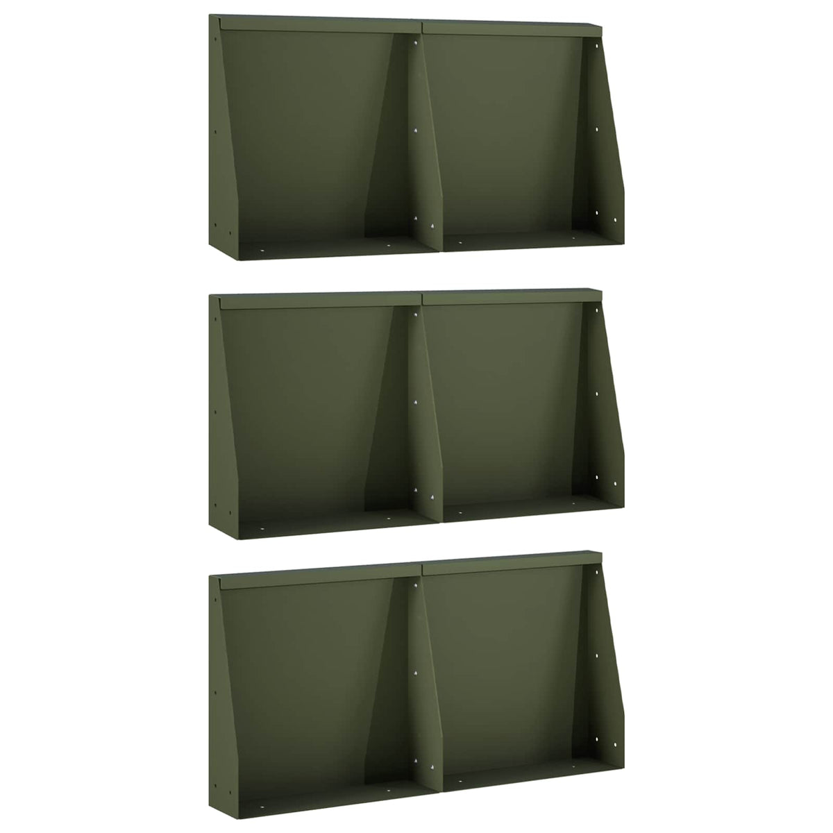 vidaXL Keerwand 6 st 40 x 12 x 40 cm Staal Olijfgroen