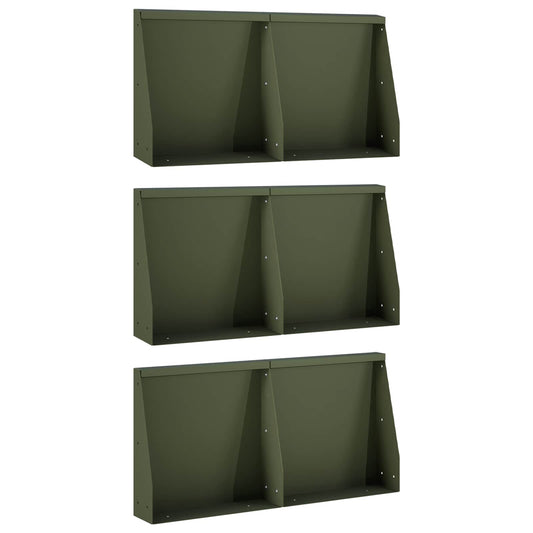 vidaXL Keerwand 6 st 40 x 12 x 50 cm Staal Olijfgroen
