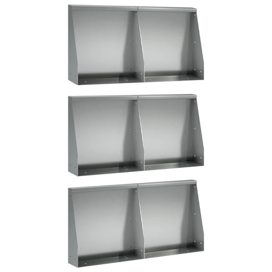 vidaXL Keerwand 6 st 40 x 12 x 50 cm Gegalvaniseerd staal zilver
