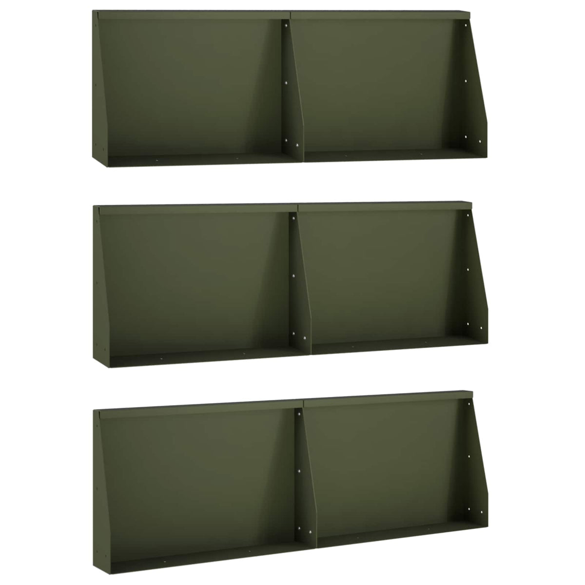 vidaXL Keerwand 6 st 60 x 12 x 30 cm Staal Olijfgroen