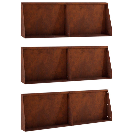 vidaXL Keerwand 6 st 60 x 12 x 30 cm weervast staal Roestkleurig