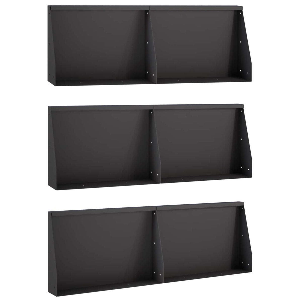 vidaXL Keerwand 6 st 60 x 12 x 40 cm Staal Zwart