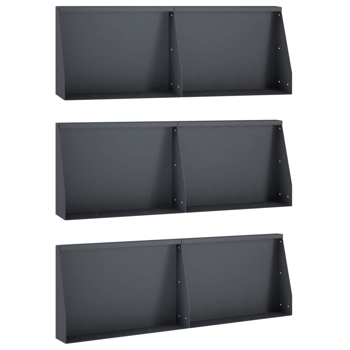 vidaXL Keerwand 6 st 60 x 12 x 40 cm Staal Antraciet
