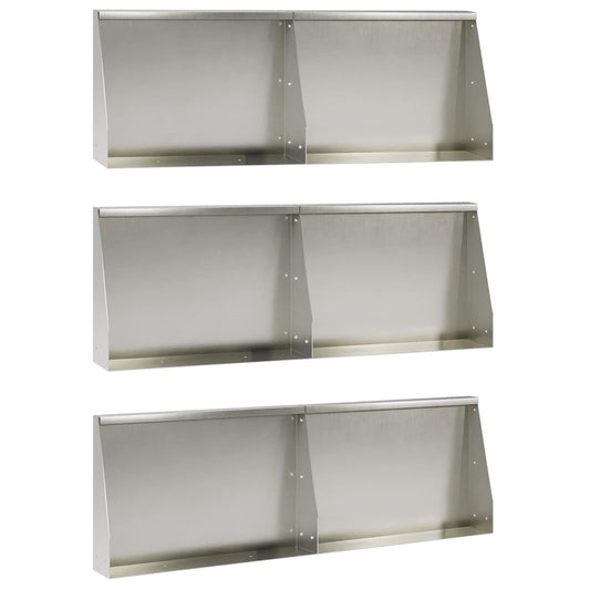 vidaXL Keerwand 6 st 60 x 12 x 50 cm Roestvrij staal zilver