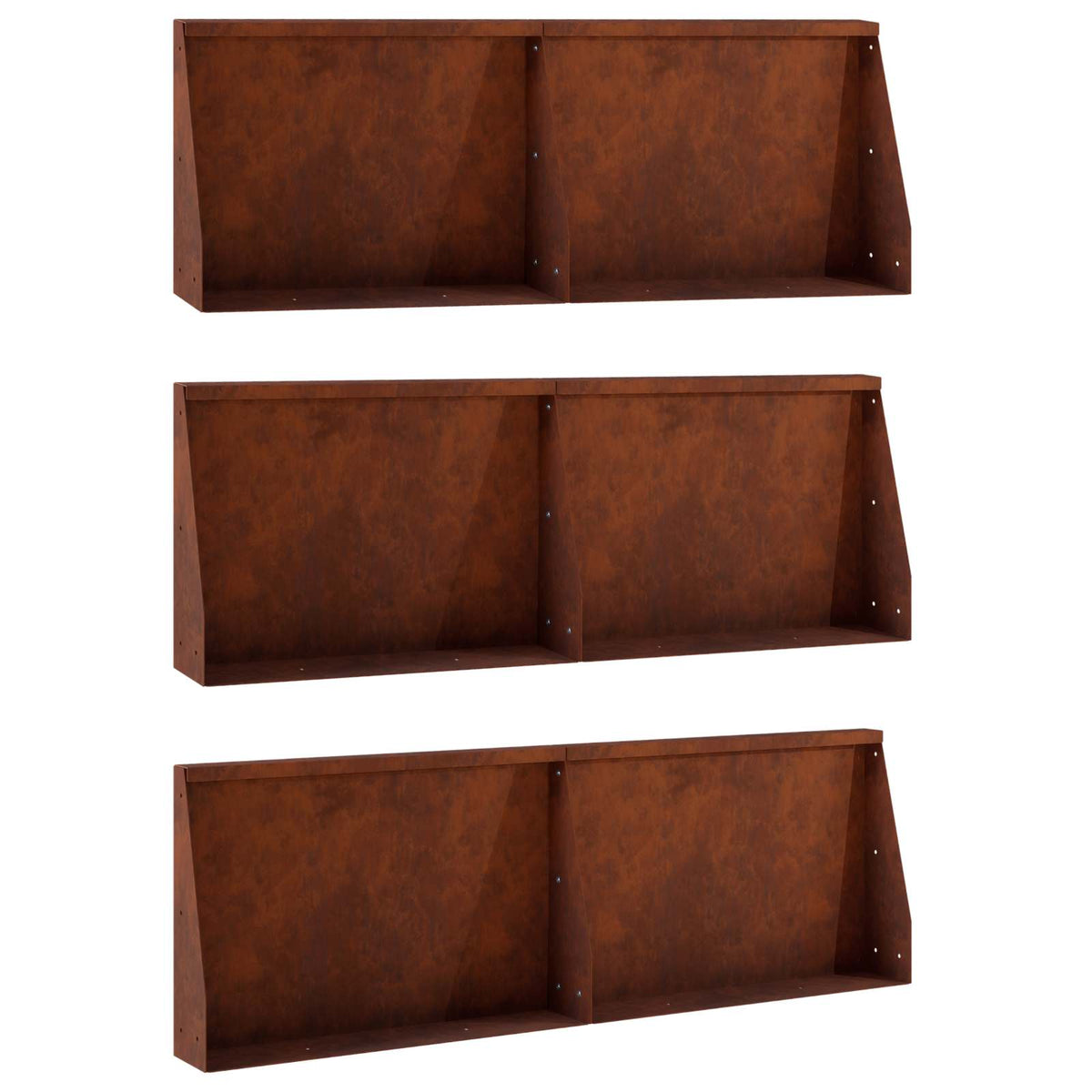 vidaXL Keerwand 6 st 60 x 12 x 50 cm weervast staal Roestkleurig