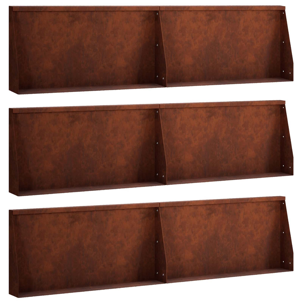 vidaXL Keerwand 6 st 80 x 12 x 30 cm weervast staal Roestkleurig
