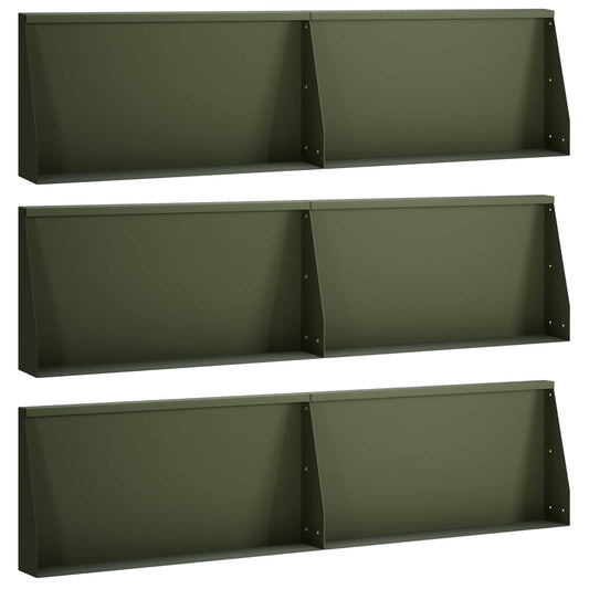 vidaXL Keerwand 6 st 80 x 12 x 40 cm Staal Olijfgroen
