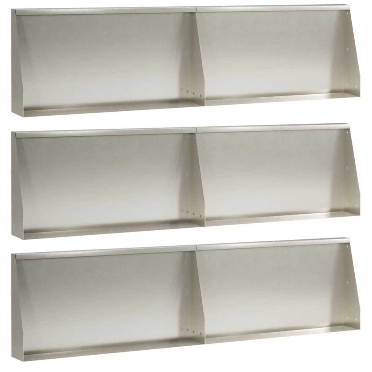 vidaXL Keerwand 6 st 80 x 12 x 50 cm Roestvrij staal zilver