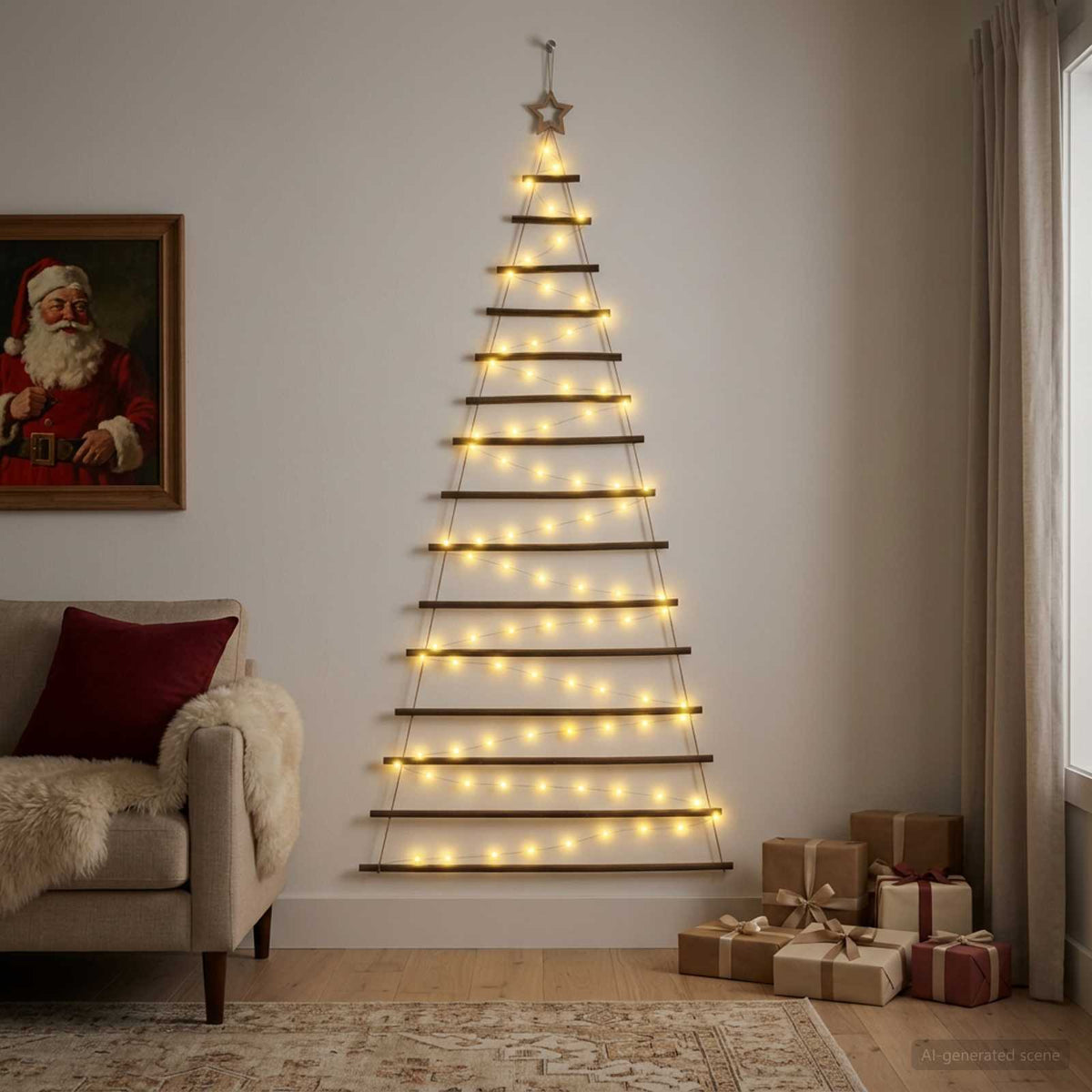 Hangende Kerstboom 210 cm 130 LED's Warmwit is nu te koop bij PeponiXL, paradijselijk wonen!