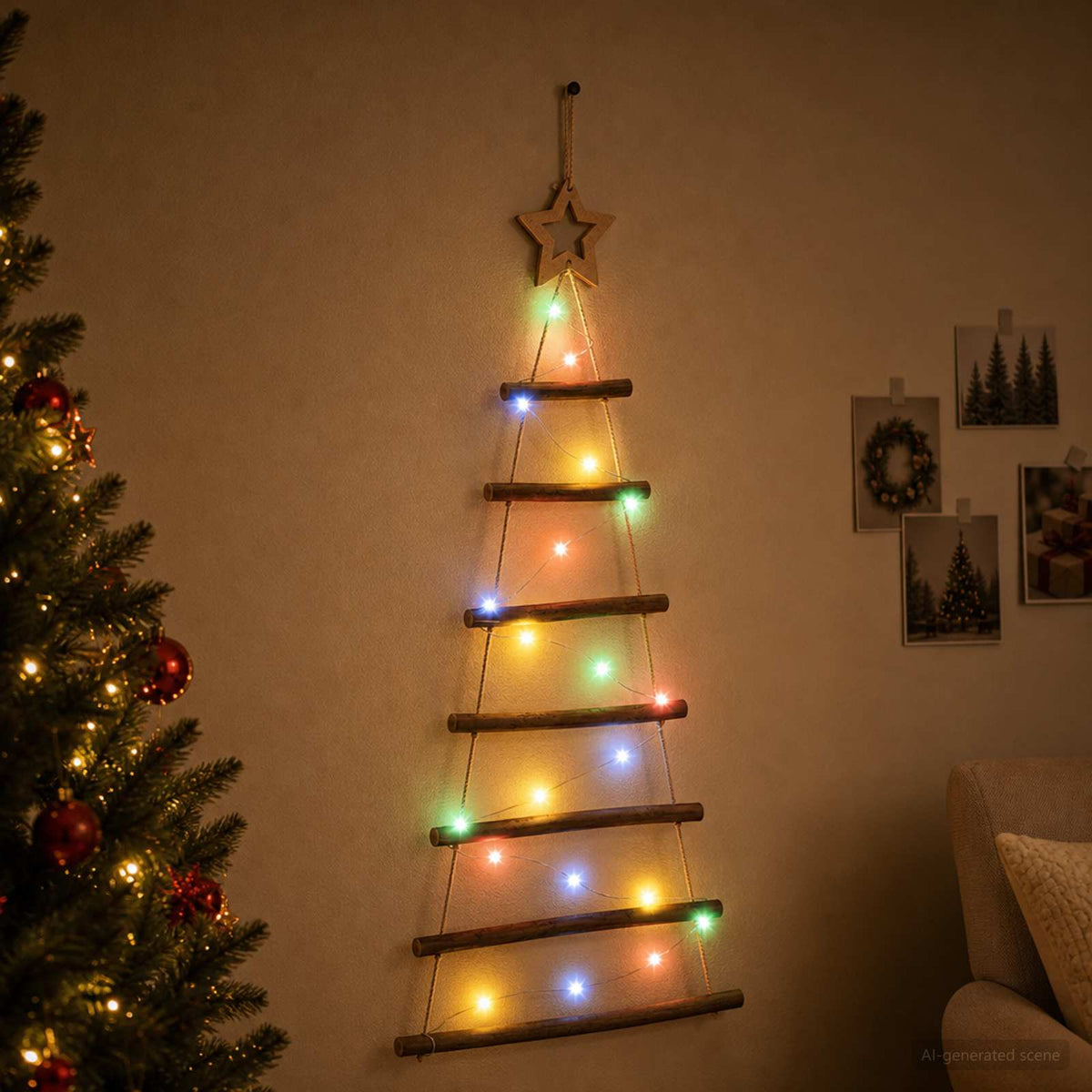 Hangende Kerstboom 90 cm 30 LED's Meerkleurig is nu te koop bij PeponiXL, paradijselijk wonen!