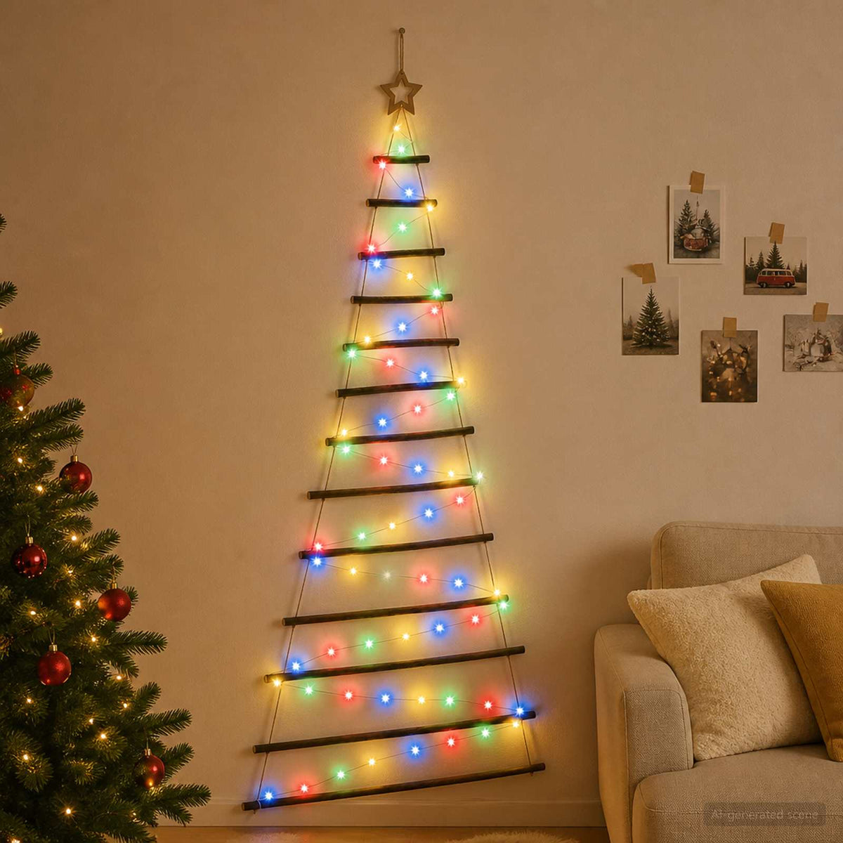 Hangende Kerstboom 180 cm 100 LED's Meerkleurig is nu te koop bij PeponiXL, paradijselijk wonen!