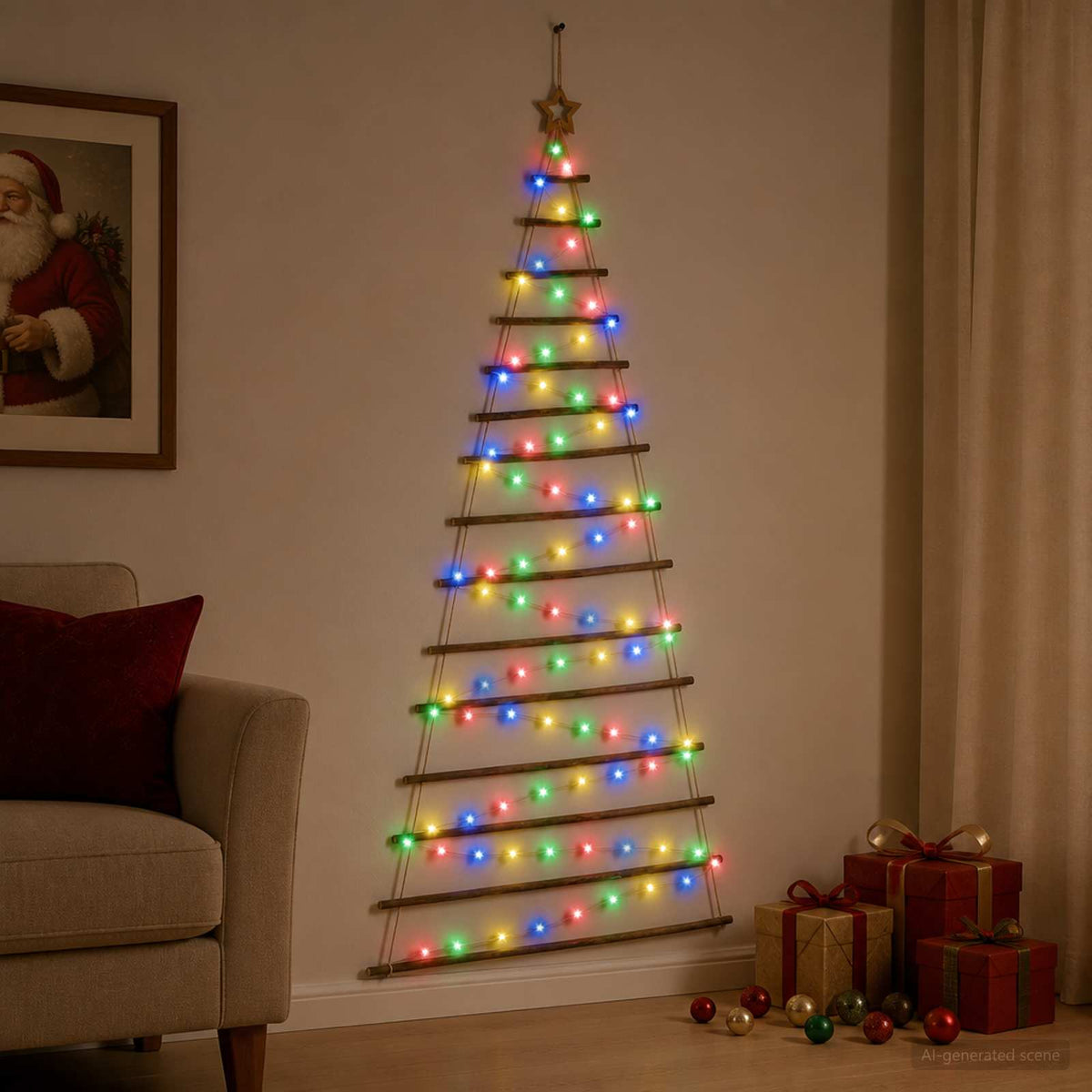 Hangende Kerstboom 210 cm 130 LED's Meerkleurig is nu te koop bij PeponiXL, paradijselijk wonen!