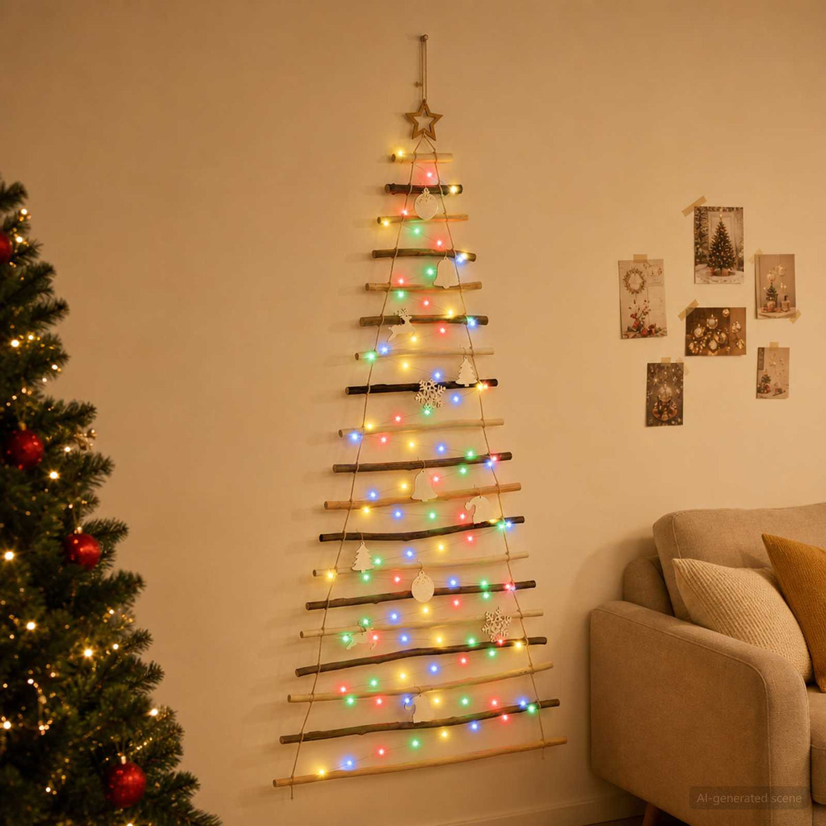 Hangende Kerstboom 180 cm 100 LED's Meerkleurig is nu te koop bij PeponiXL, paradijselijk wonen!