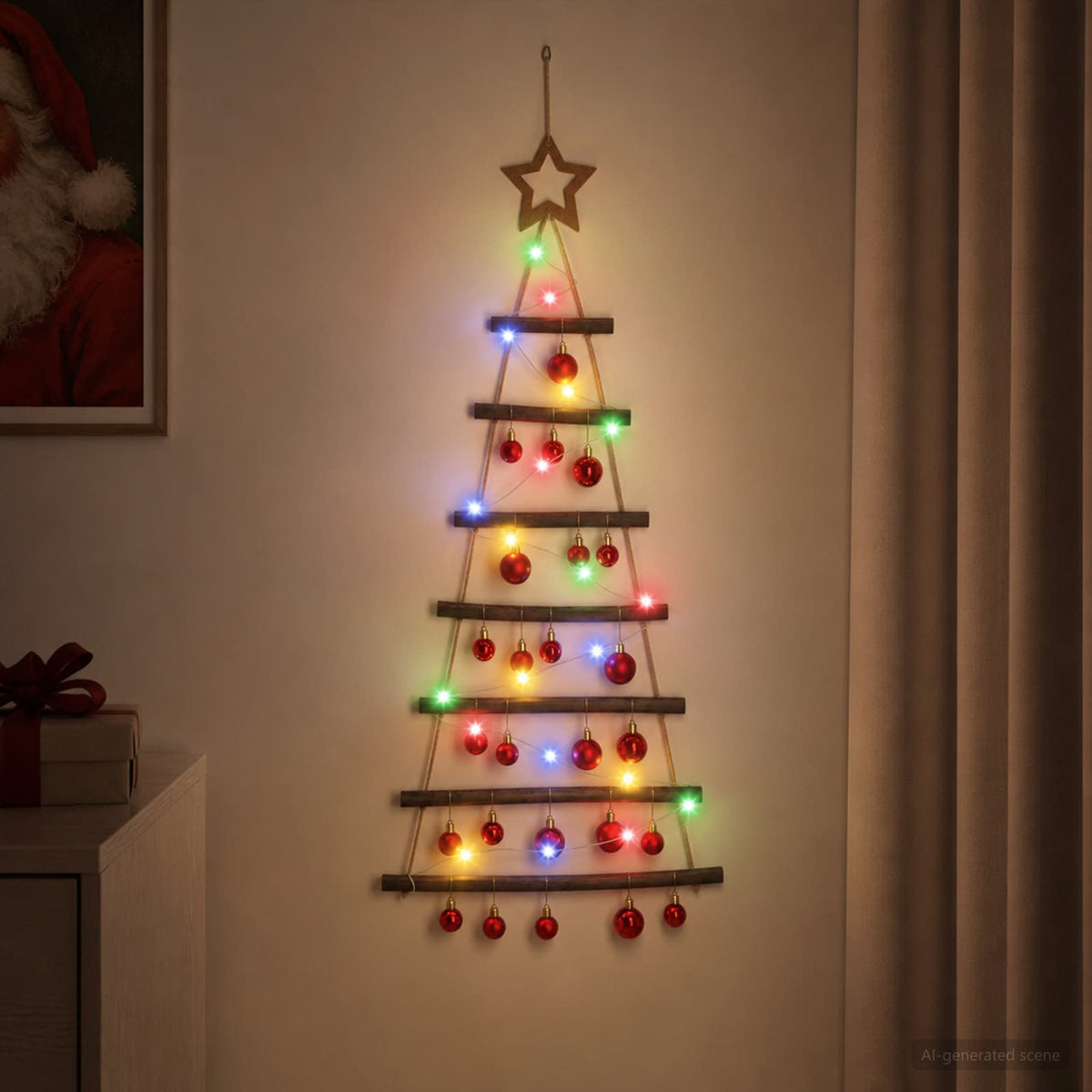 Hangende kerstboom met ballen 90 cm 30 LED's Meerkleurig is nu te koop bij PeponiXL, paradijselijk wonen!