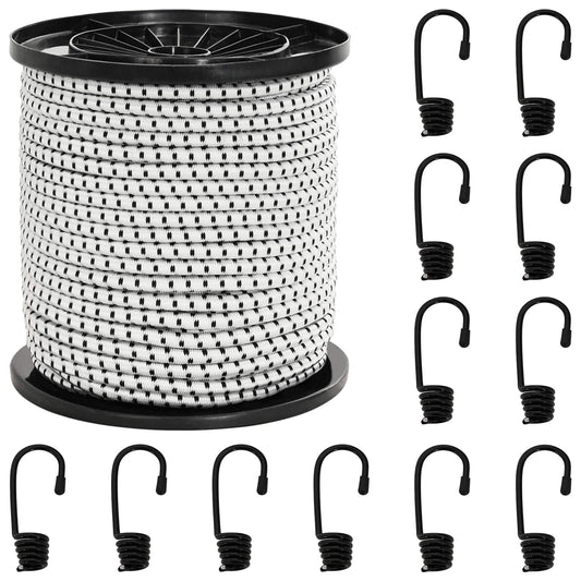 Bungee Koorden met Haken 6 mm Zwart en Wit PP en rubber is nu te koop bij PeponiXL, paradijselijk wonen!