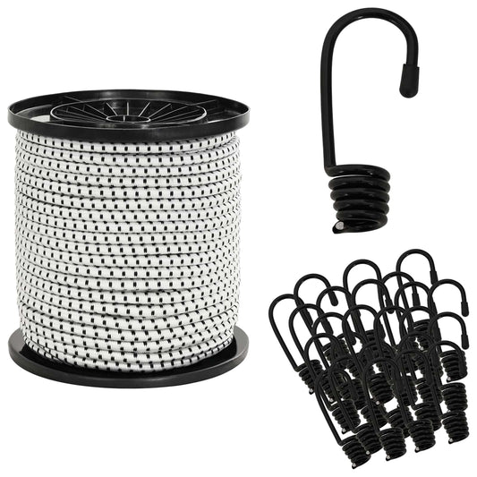 Bungee Koorden met Haken 6 mm Zwart en Wit PP en rubber is nu te koop bij PeponiXL, paradijselijk wonen!
