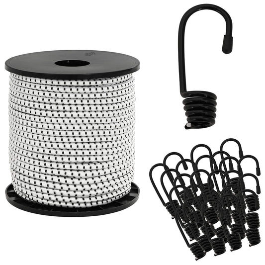 vidaXL Bungee Koorden met Haken 6 mm Zwart en Wit PP en rubber